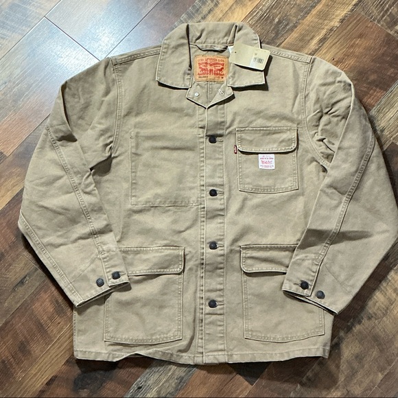 Levi's Broadway Engineer Coat - Beige Canvas Chore Jacket NWT - Medium - Picture 1 of 10